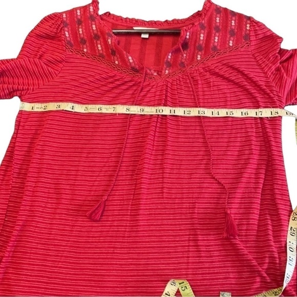 Lucky BRAND Red Sheer Blouse w/ Tassel Women SP Small Petite - Picture 6 of 11